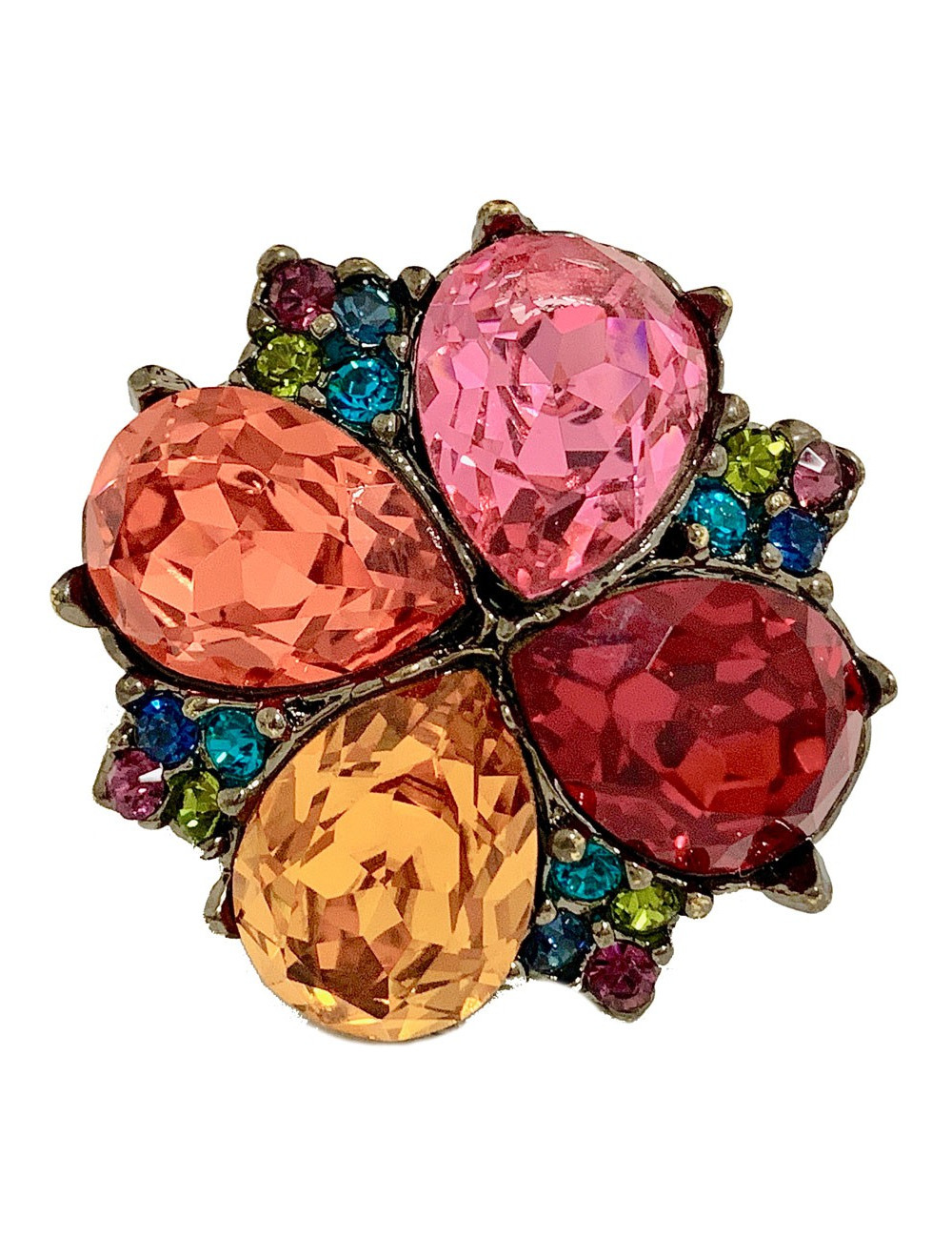 Bague YVES SAINT LAURENT strass multicolores T51