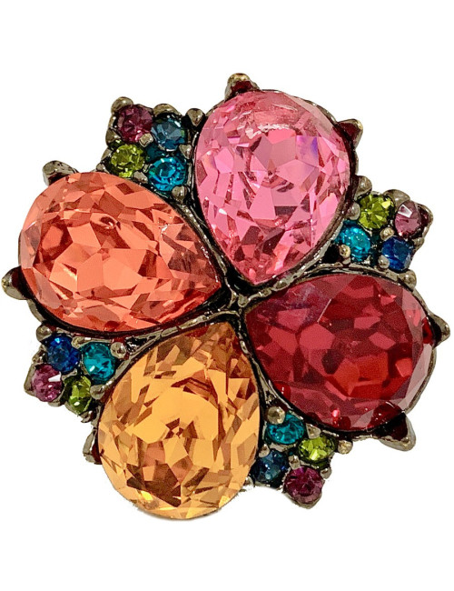 Bague YVES SAINT LAURENT strass multicolores T51