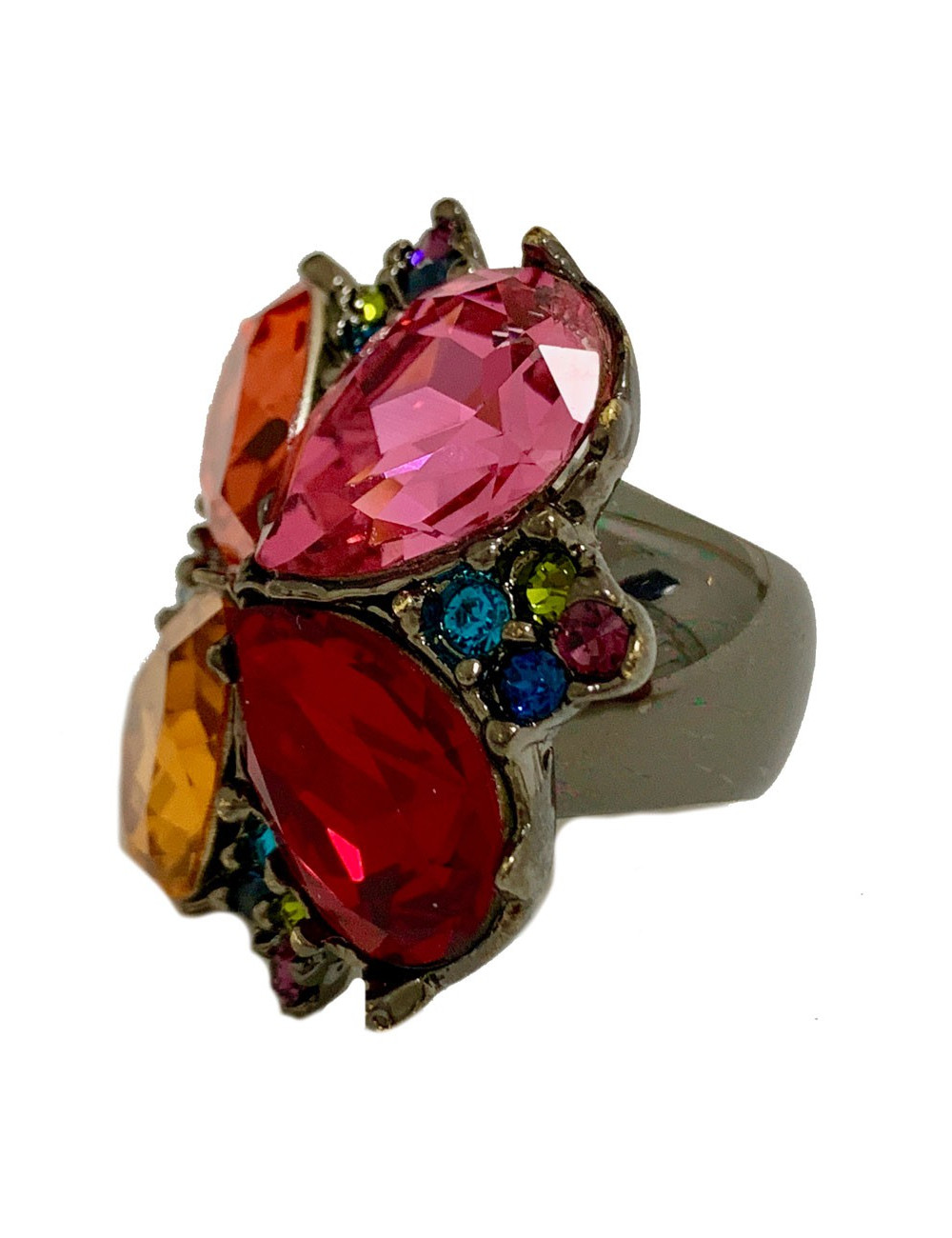 Bague YVES SAINT LAURENT strass multicolores T51