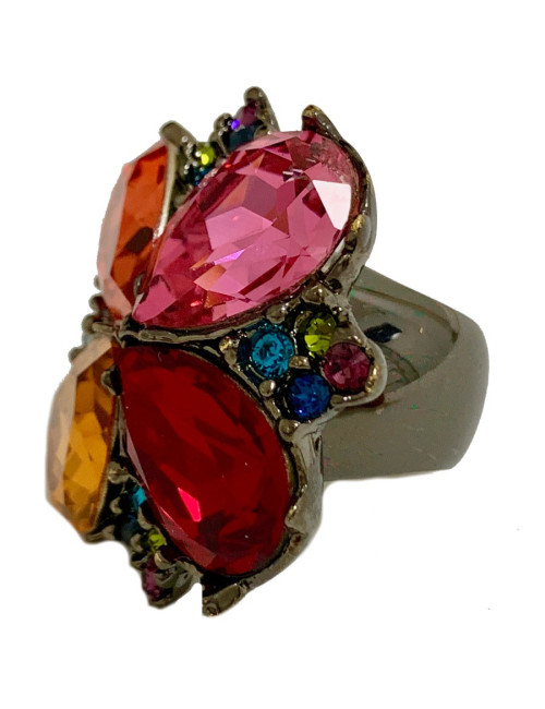 Bague YVES SAINT LAURENT strass multicolores T51