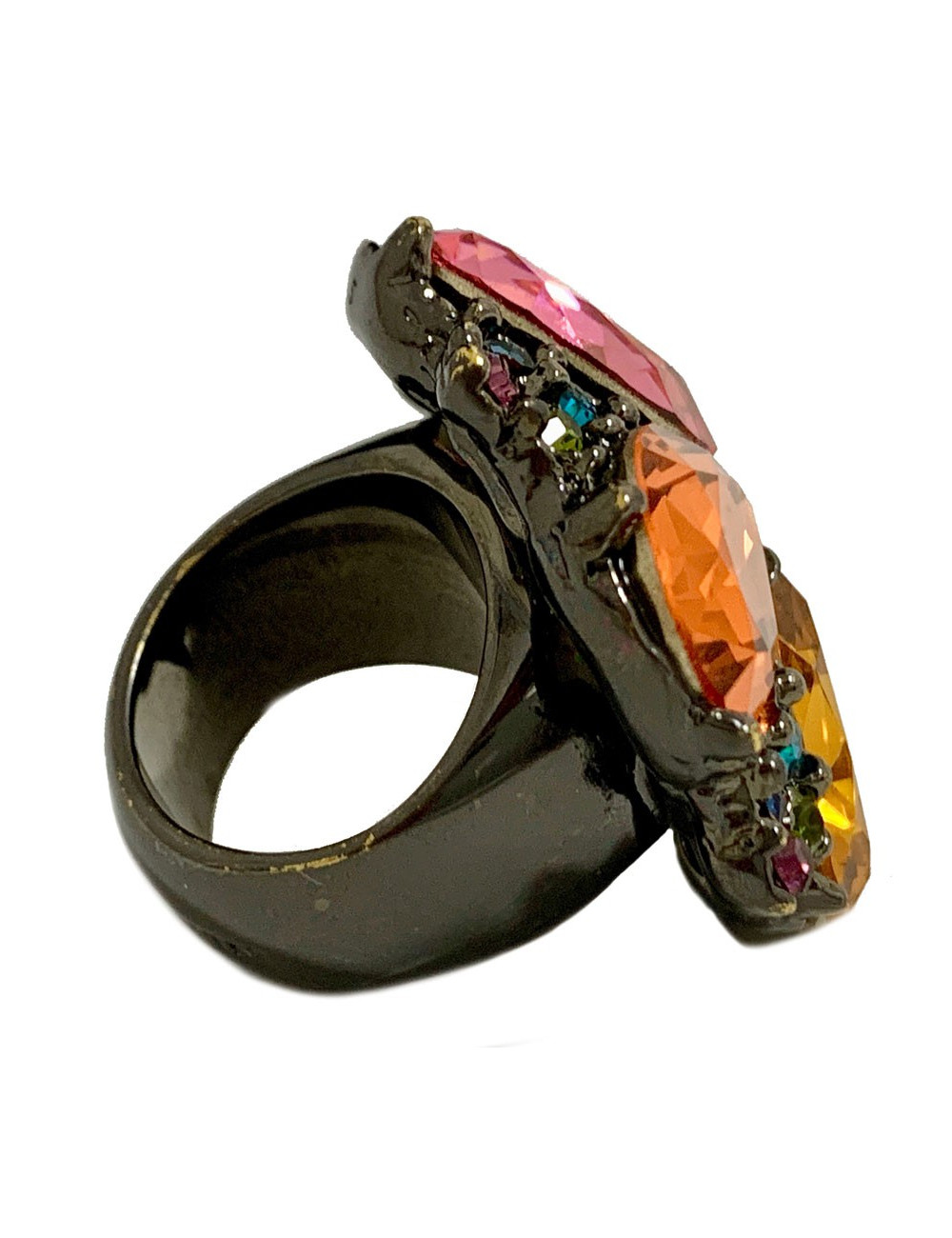 Bague YVES SAINT LAURENT strass multicolores T51