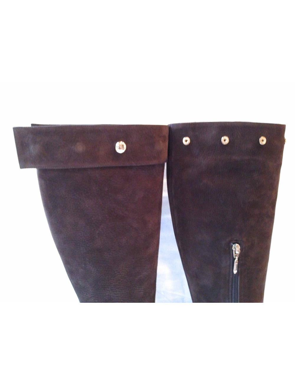 Bottes PACIOTTI à talons an veau velours marron 