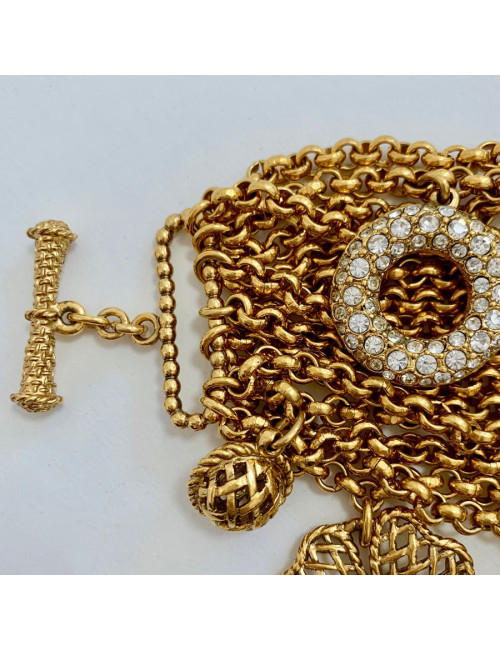 Bracelet charms CHRISTIAN DIOR doré et strass