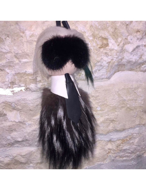 FENDI Karlito key ring in mink and fox fur