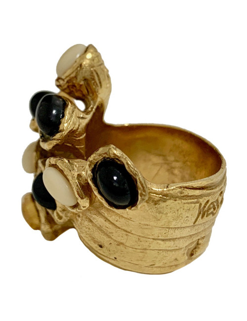 Bague beige et noir YSL SAINT LAURENT par Stefano Pilati