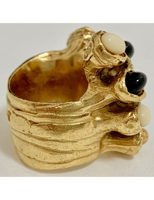 Bague beige et noir YSL SAINT LAURENT par Stefano Pilati