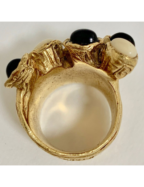 Bague beige et noir YSL SAINT LAURENT par Stefano Pilati