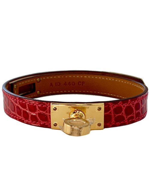 Bracelet HERMES Kelly en alligator rose