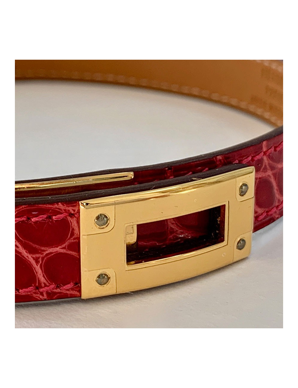 Bracelet kelly HERMES rose en alligator