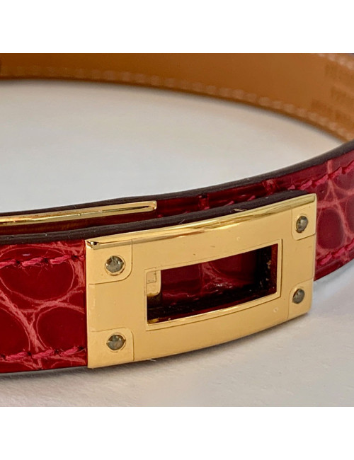 Bracelet HERMES Kelly en alligator rose