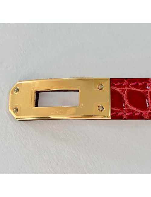 Bracelet HERMES Kelly en alligator rose