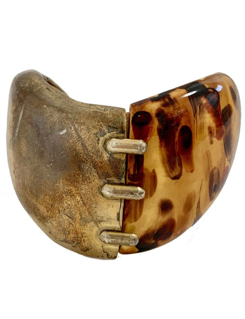 YVES SAINT LAURENT tortoise shell and metal cuff