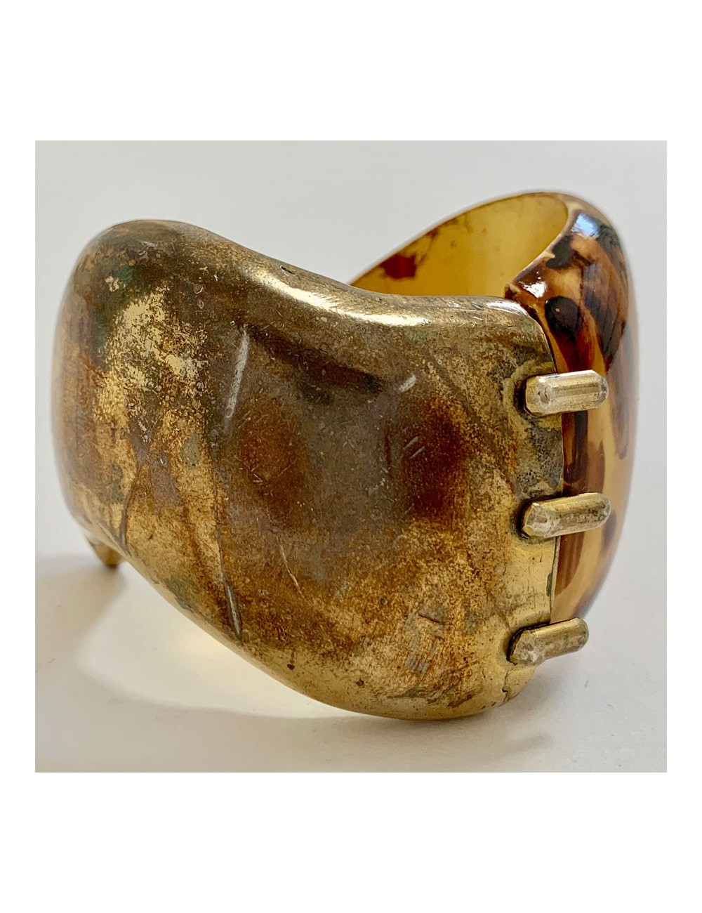 YVES SAINT LAURENT tortoise shell and metal cuff