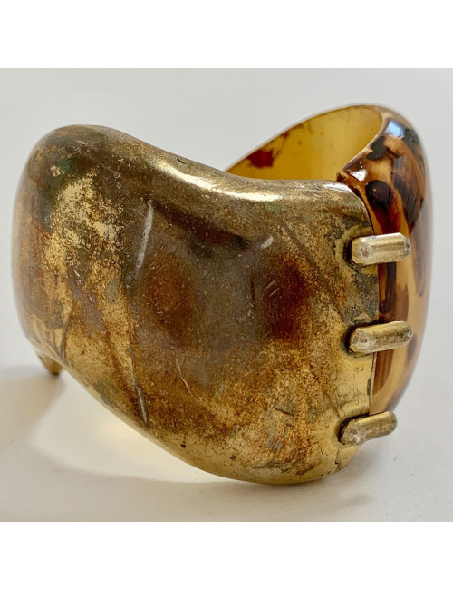 YVES SAINT LAURENT tortoise shell and metal cuff