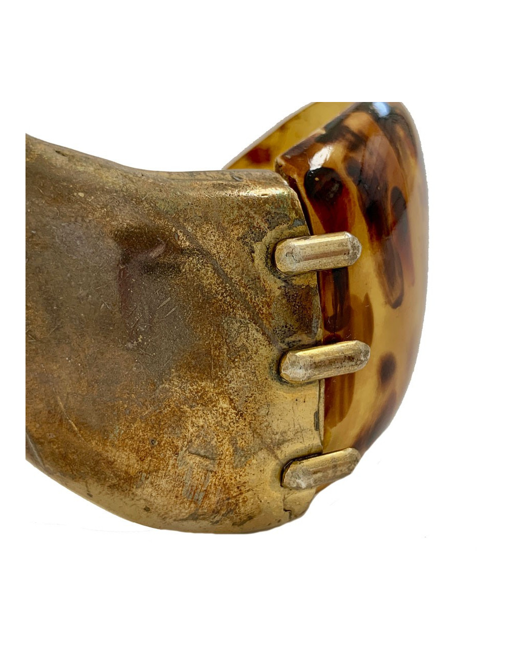 YVES SAINT LAURENT tortoise shell and metal cuff