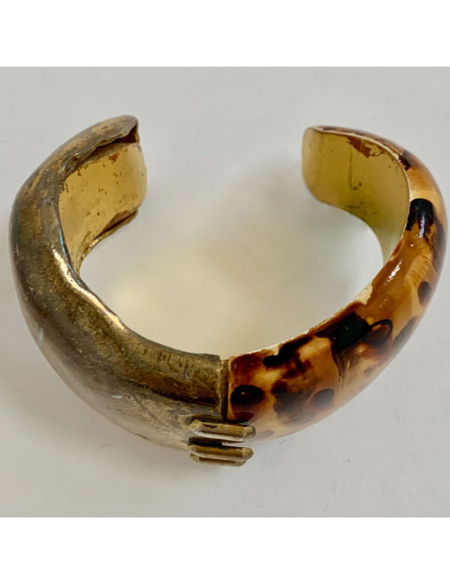 YVES SAINT LAURENT tortoise shell and metal cuff