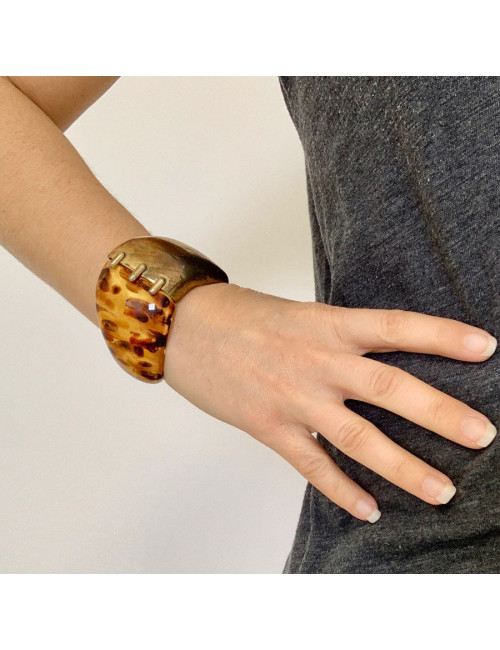 YVES SAINT LAURENT tortoise shell and metal cuff