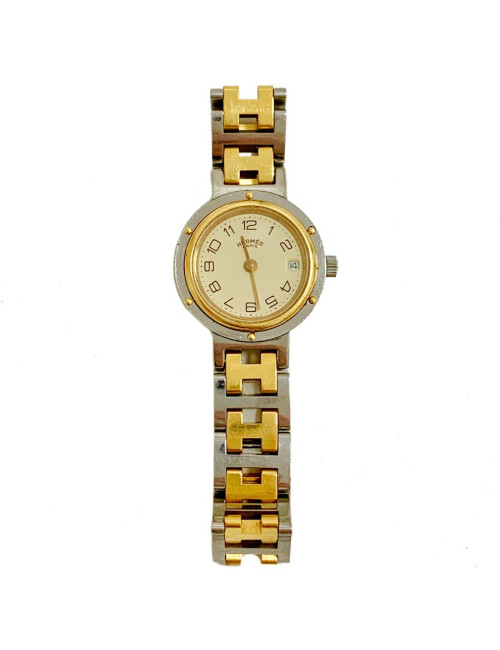 Montre Clipper HERMES femme acier plaqué or