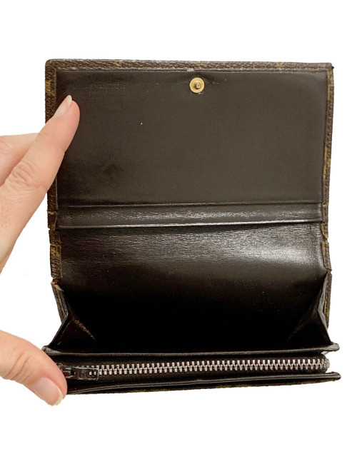 Portefeuille LOUIS VUITTON marron occasion en toile monogram