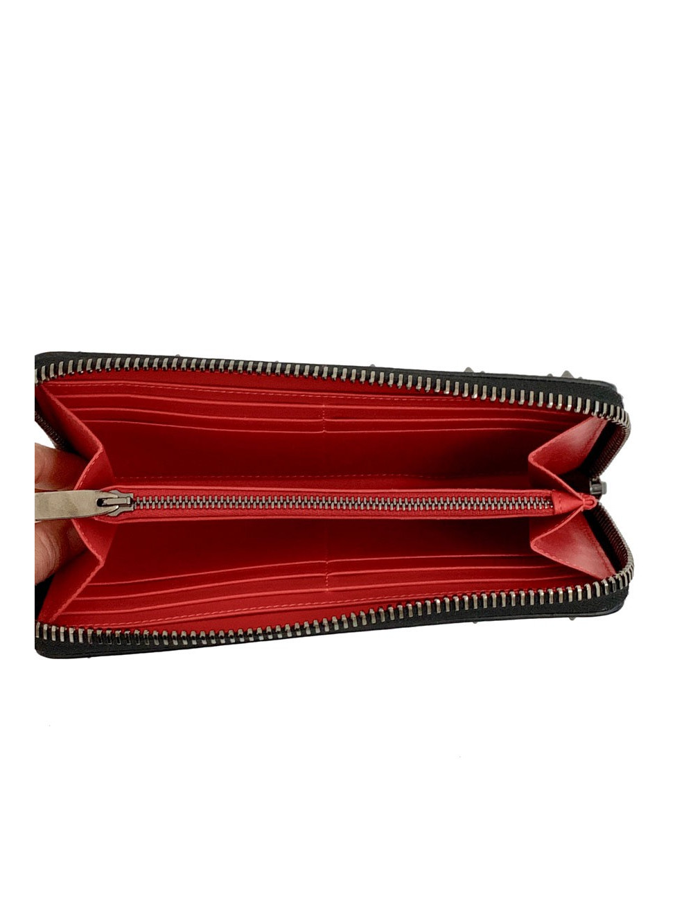 Portefeuille LOUBOUTIN Panettone cuir clouté noir