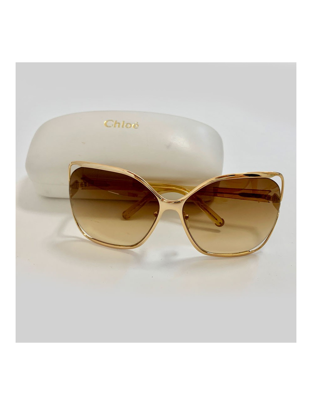 Lunettes de soleil CHLOE oversize carrées en métal doré