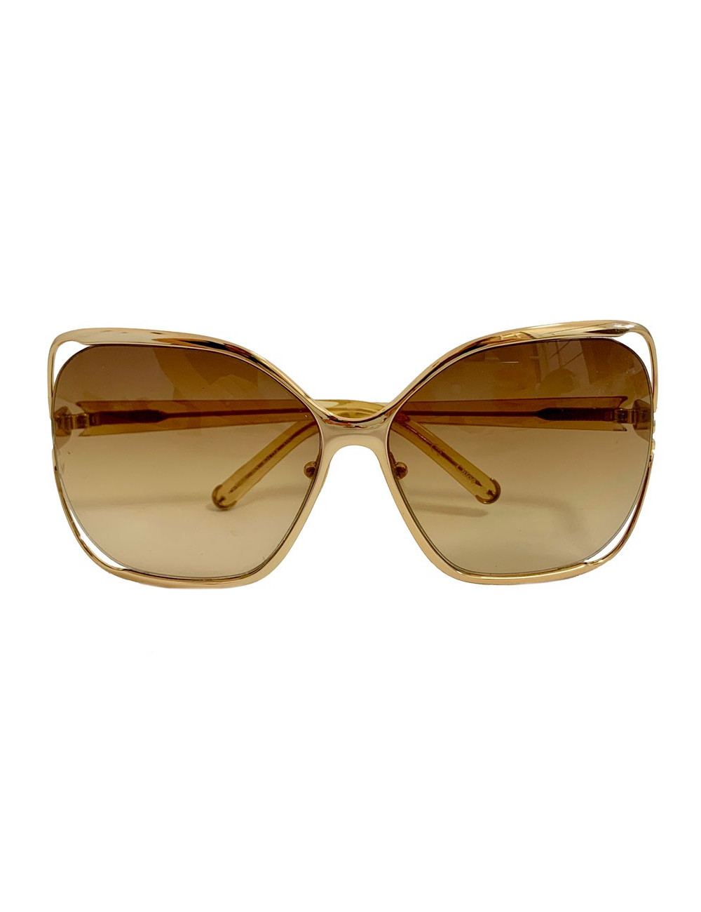 Lunettes de soleil CHLOE oversize carrées en métal doré