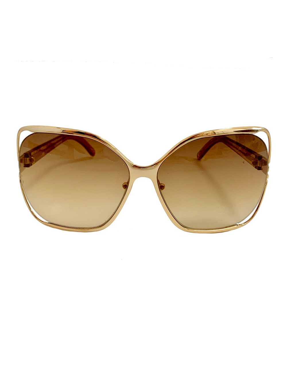 Lunettes de soleil CHLOE oversize carrées en métal doré
