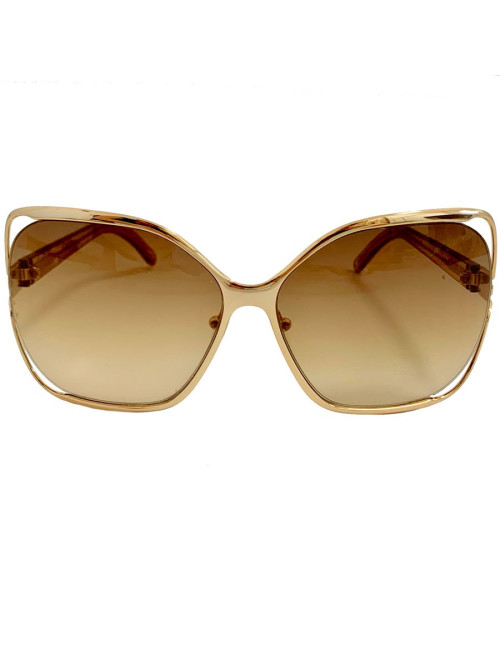 Lunettes de soleil CHLOE oversize carrées en métal doré