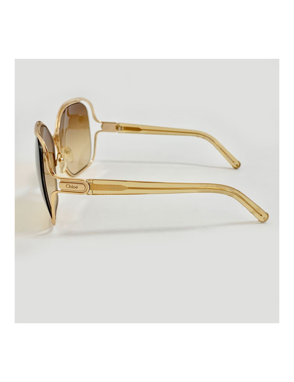 Lunettes de soleil CHLOE oversize carrées en métal doré