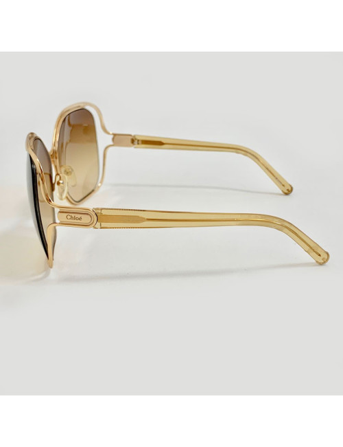 Lunettes de soleil CHLOE oversize carrées en métal doré