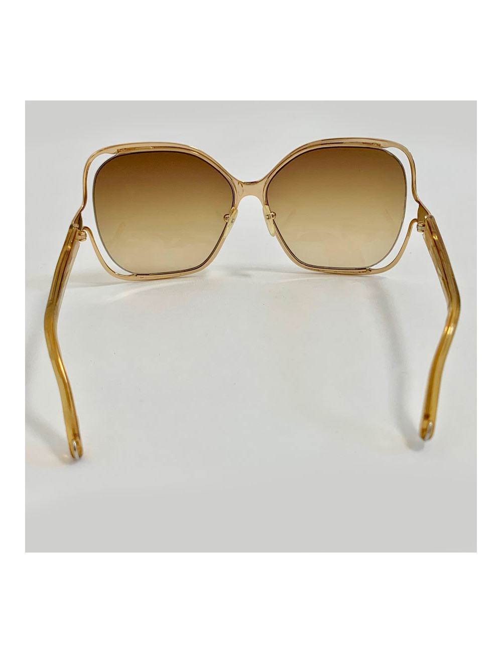 Lunettes de soleil CHLOE oversize carrées en métal doré