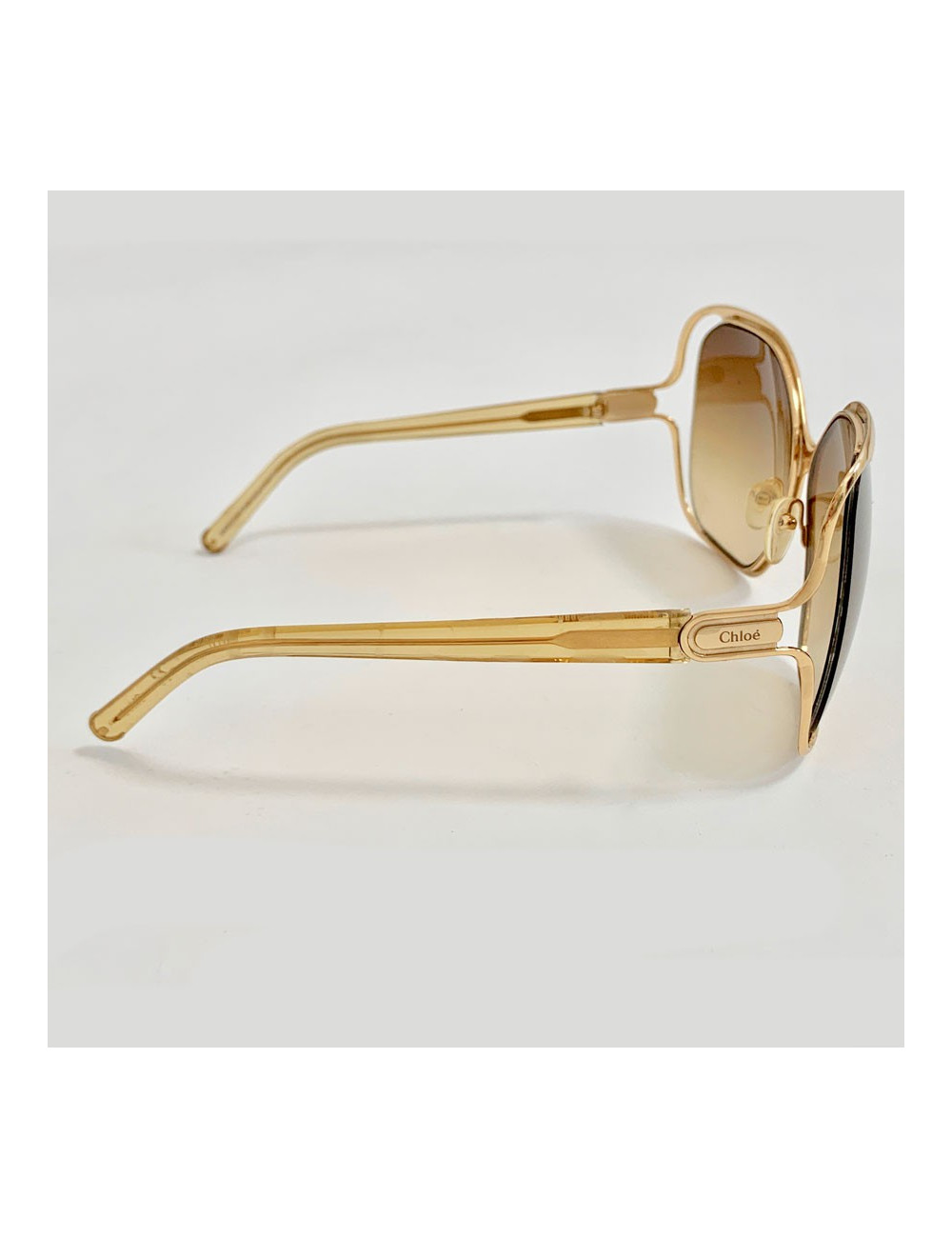 Lunettes de soleil CHLOE oversize carrées en métal doré