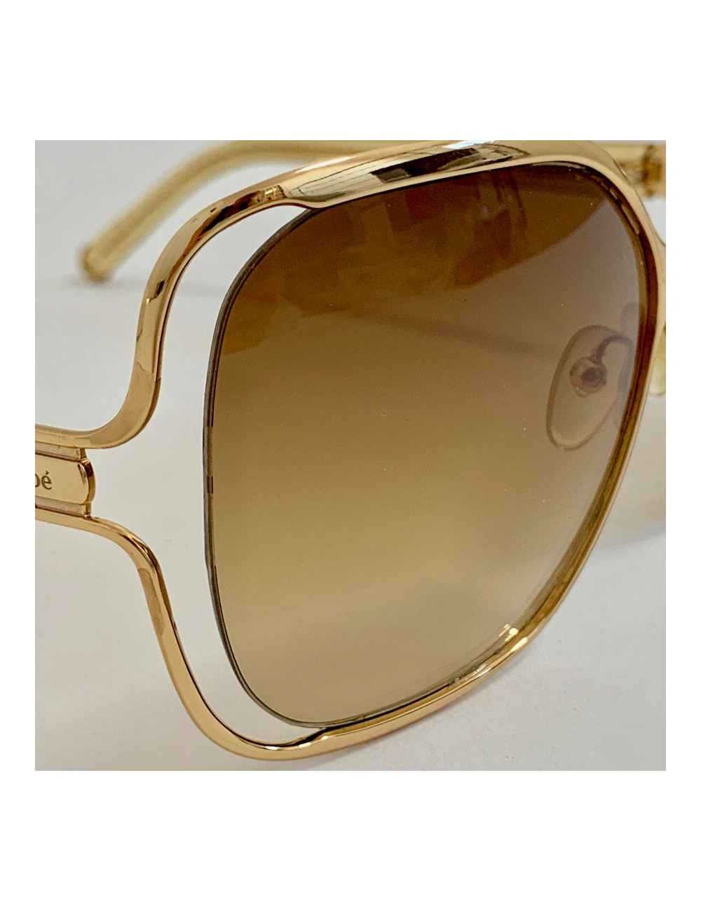 Lunettes de soleil CHLOE oversize carrées en métal doré