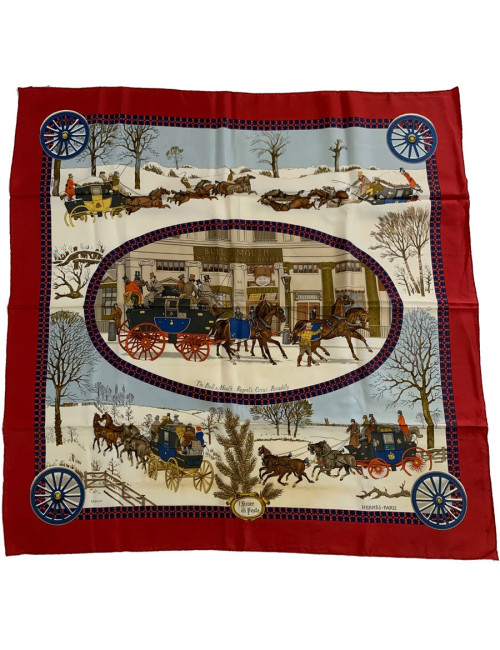 Carré 90 x 90 HERMES "L'hiver en poste"