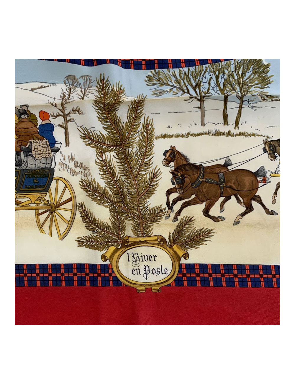 Carré 90 x 90 HERMES "L'hiver en poste"