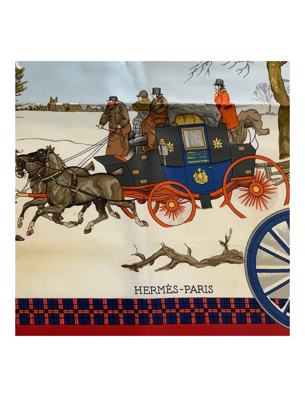 Carré rouge HERMES L'hiver en Poste