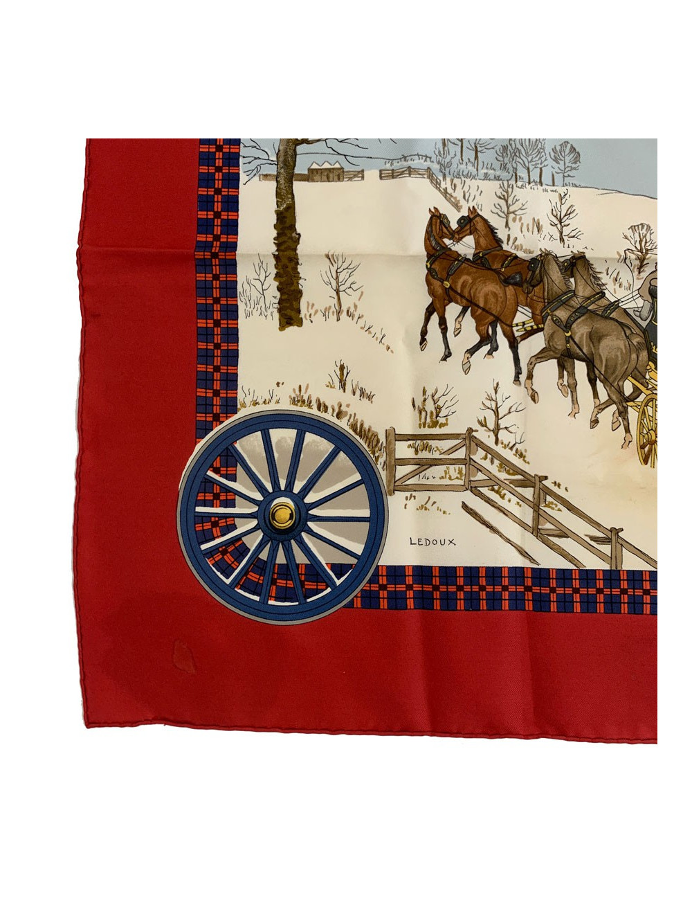 Carré 90 x 90 HERMES "L'hiver en poste"