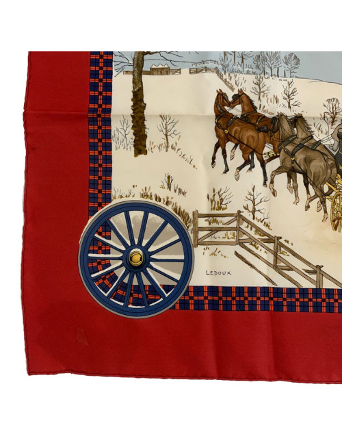 Carré rouge HERMES L'hiver en Poste