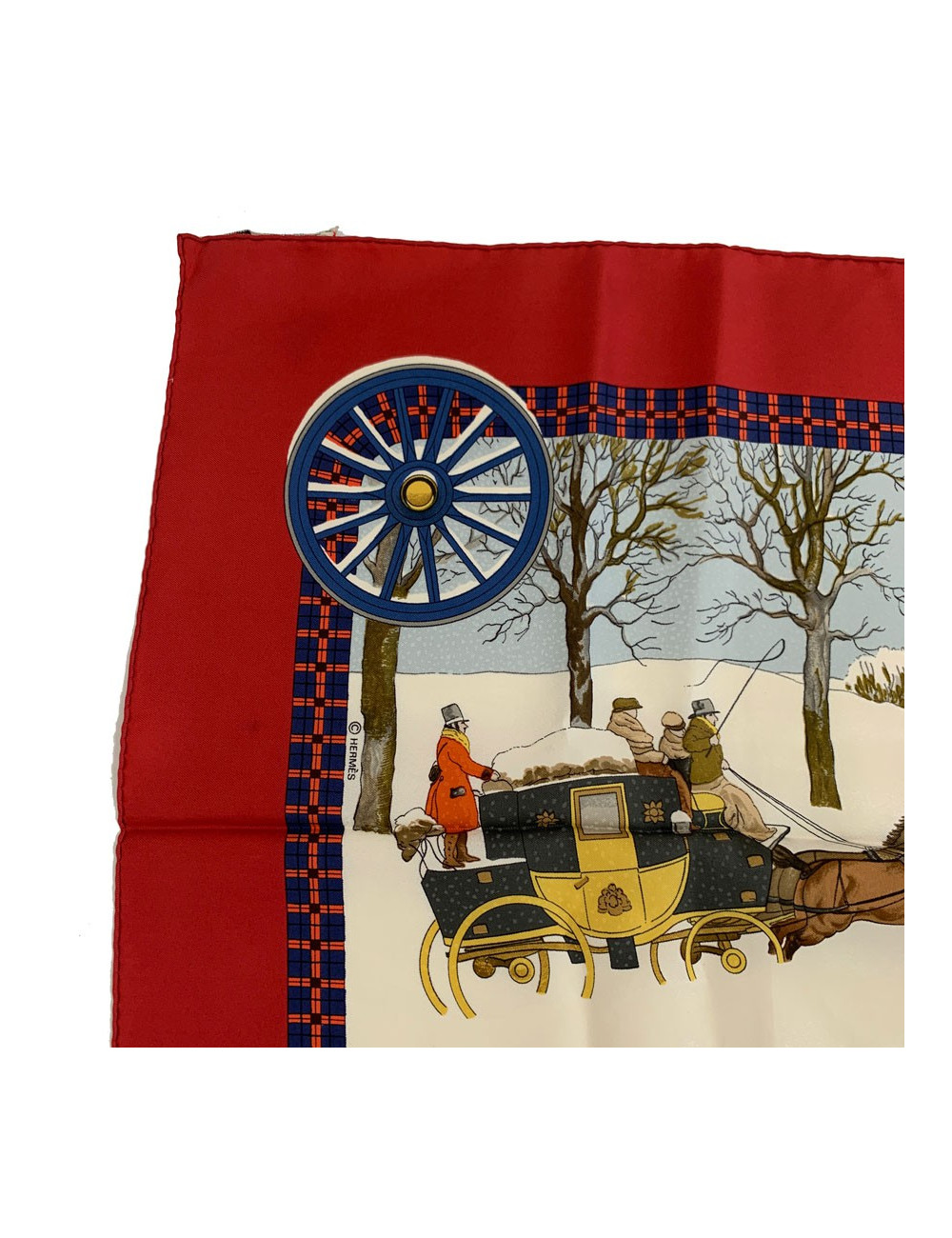 Carré rouge HERMES L'hiver en Poste