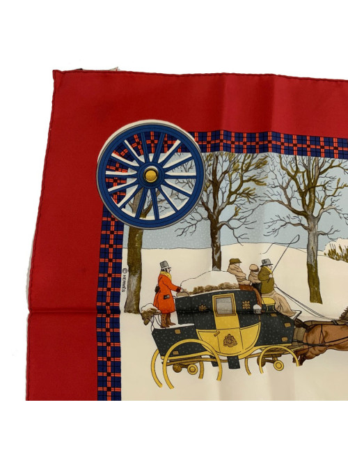 Carré 90 x 90 HERMES "L'hiver en poste"