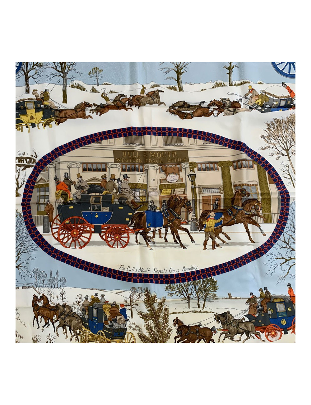 Carré rouge HERMES L'hiver en Poste