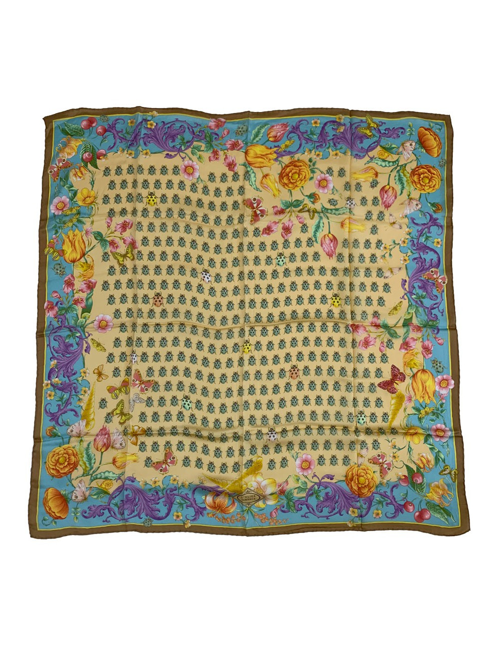 Carré vintage ATELIER VERSACE coccinelle en soie 