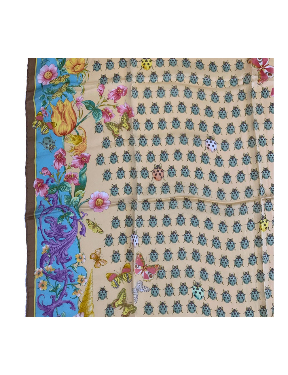 Carré vintage ATELIER VERSACE coccinelle en soie 