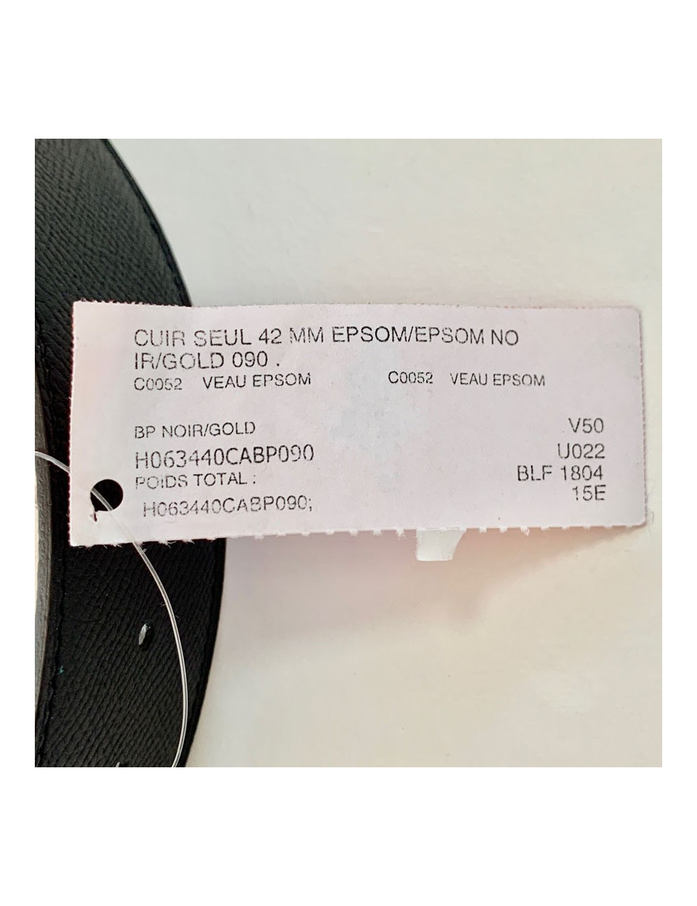 Ceinture HERMES T90 42MM veau epsom noir et gold