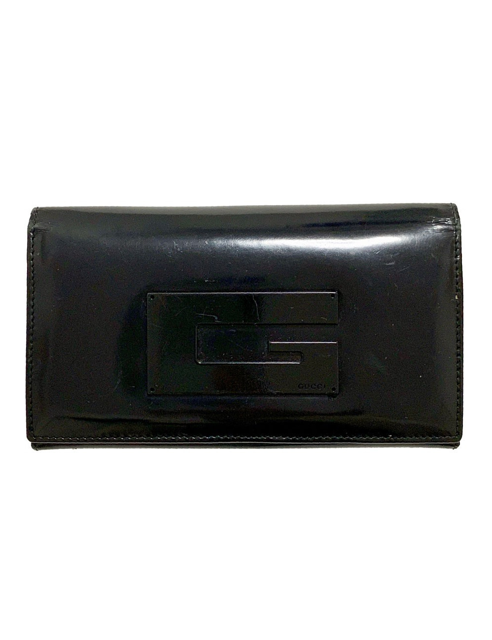 Portefeuille GUCCI cuir verni mat noir
