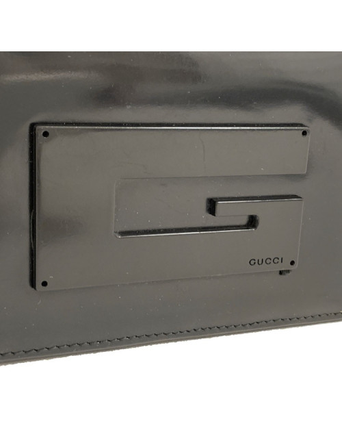 Portefeuille GUCCI cuir verni mat noir