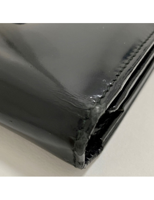 Portefeuille GUCCI cuir verni noir mat