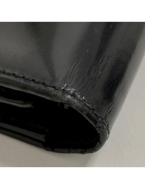 Portefeuille GUCCI cuir verni mat noir