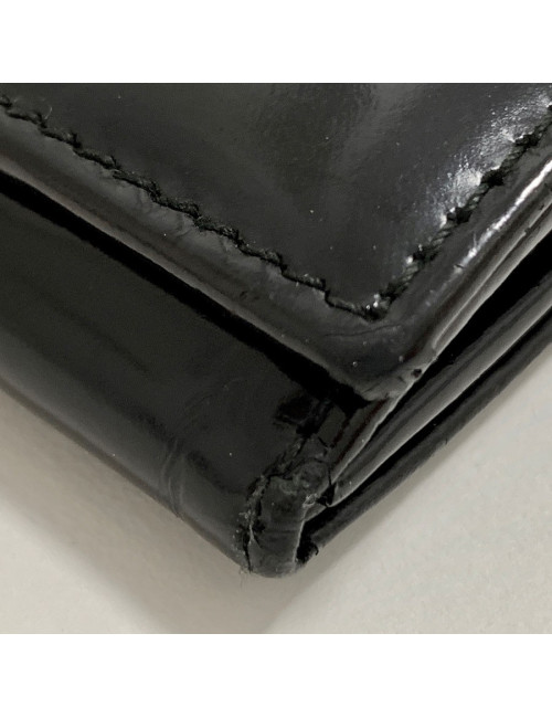 Portefeuille GUCCI cuir verni noir mat
