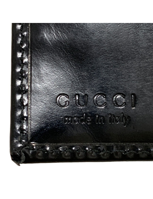 Portefeuille GUCCI cuir verni noir mat